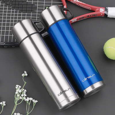 不锈钢男士大容量户外大号800ml水杯保温杯学生便携带盖直身杯运