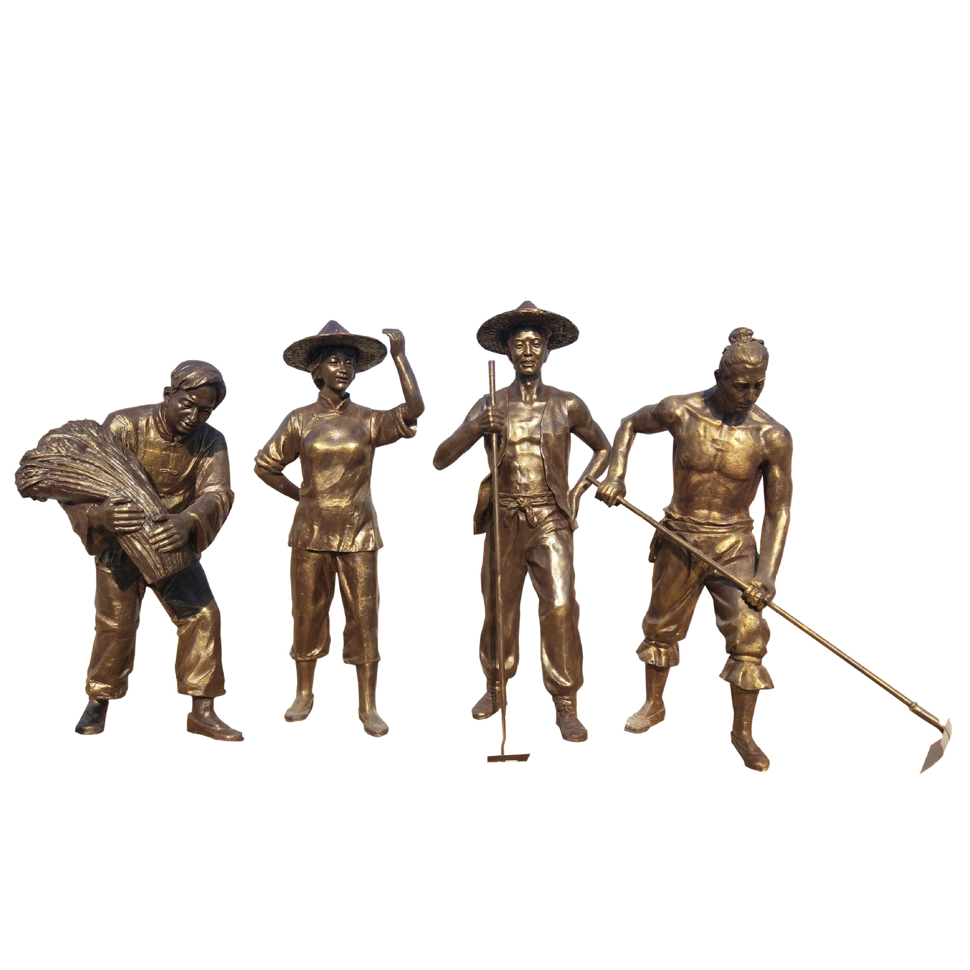 玻璃钢仿铜人物雕塑农民农耕文化铸铜摆件商业街名人小品雕塑发货