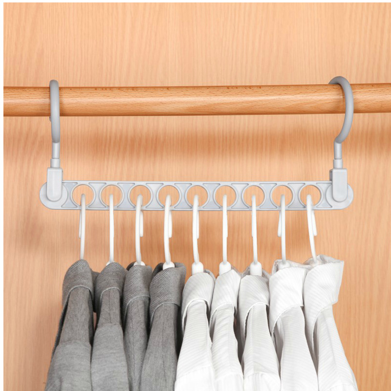 Nine-Hole Magic Hanger Creative Multifunctional Hanger Household Douyin Online Influencer Magical Storage Artifact Non-Slip Drying Rack