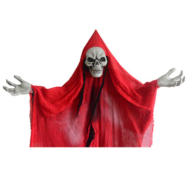 万圣节骷髅鬼 骷髅装饰鬼屋密室道具人体装饰长身发声发光红衣鬼