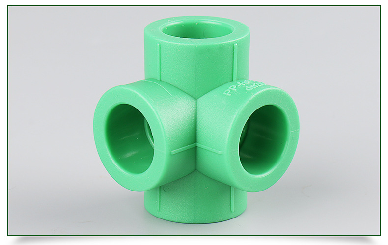 厂家供应 绿色ppr45度四通 现货批发多规格ppr立体四通