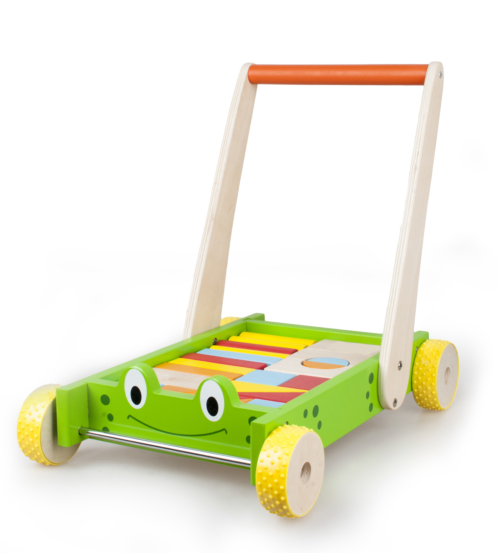儿童木制多功能多彩手推积木车 学步车 宝宝智力启蒙早教益智玩具