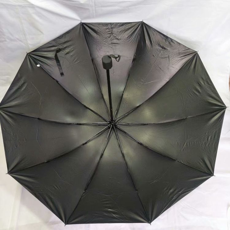 厂家直销加大加粗中棒uv碰击黑胶防晒伞.三折双人晴雨伞