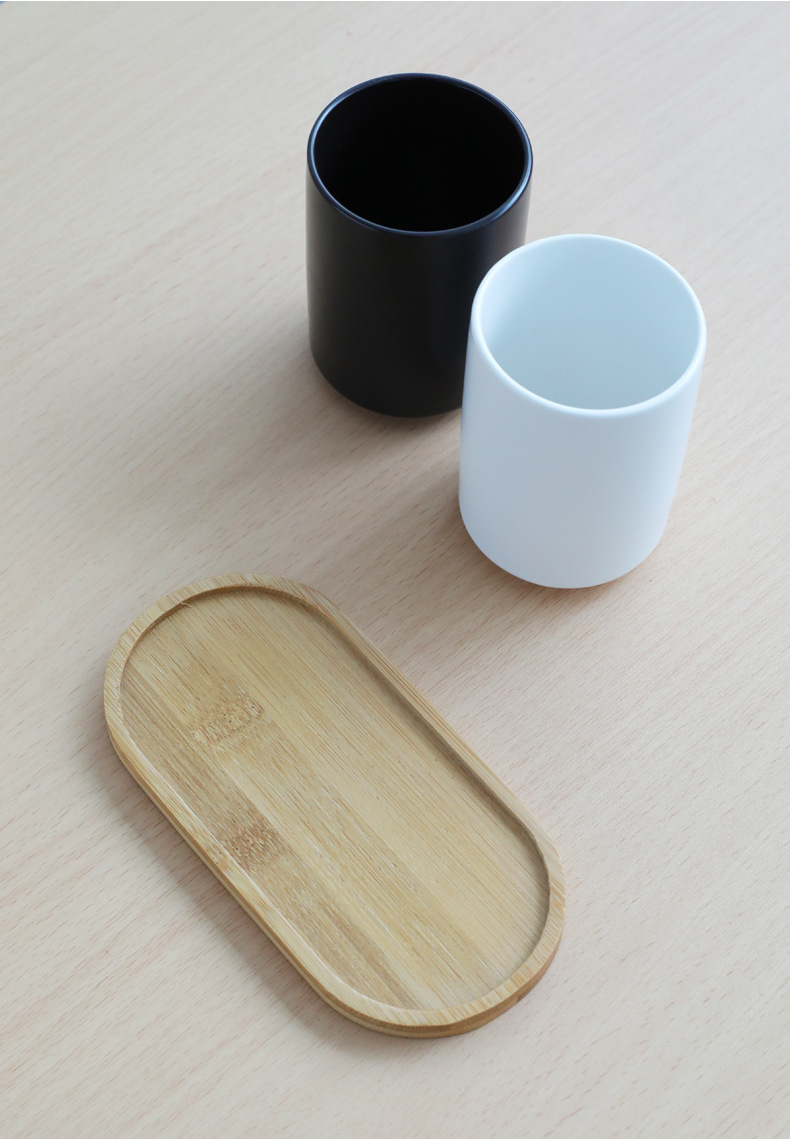 酒店宾馆陶瓷漱口杯刷牙杯牙缸黑白情侣杯子个人杯带杯托家用简约