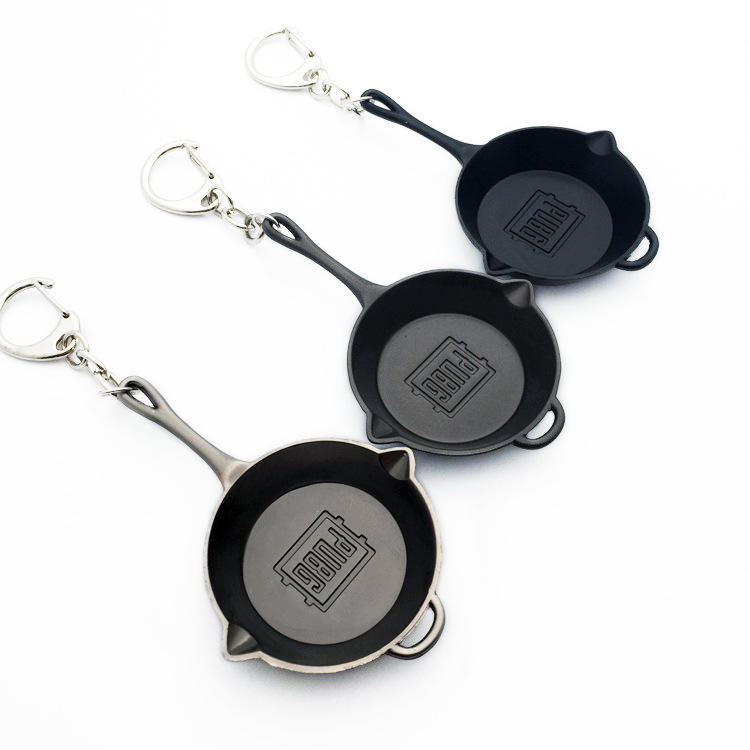 金属平底锅钥匙扣 批发吃鸡游戏周边挂件绝地大逃pubg