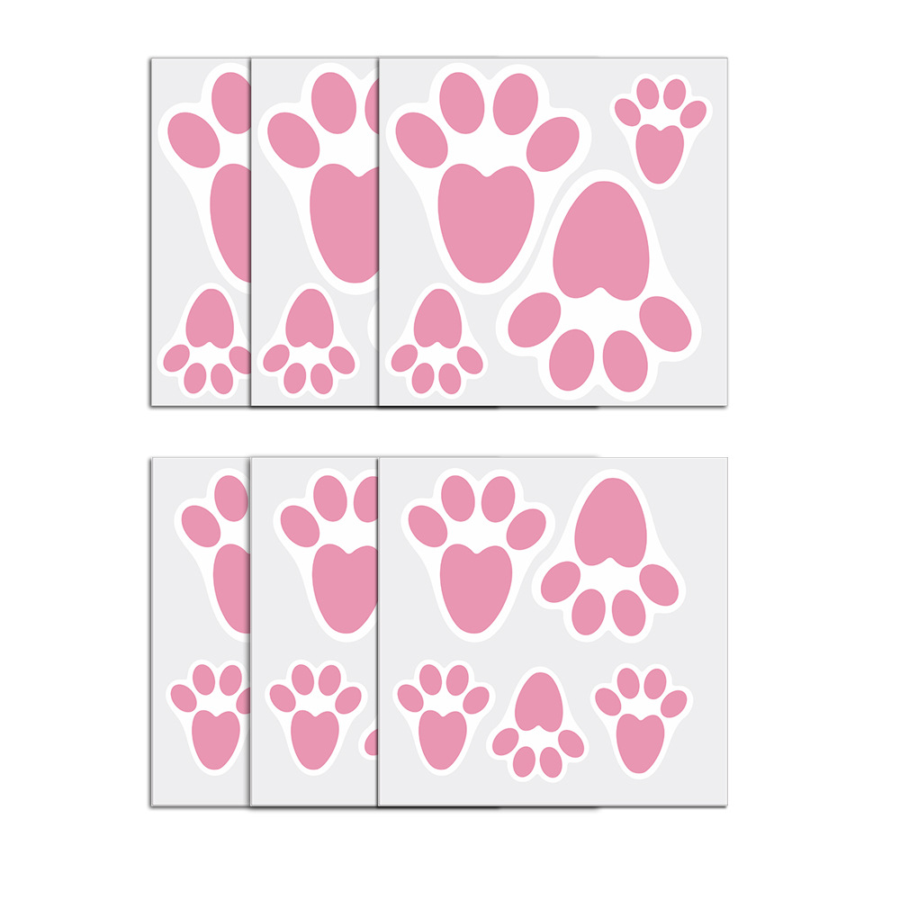 ew080 复活节节日脚印贴画可移除墙贴客厅贴画贴纸厂家量大可定制