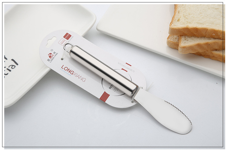 龙祥 不锈钢小牛油刀牛油刮黄油抹刀锯齿牛油刀奶油刀面包涂抹刀