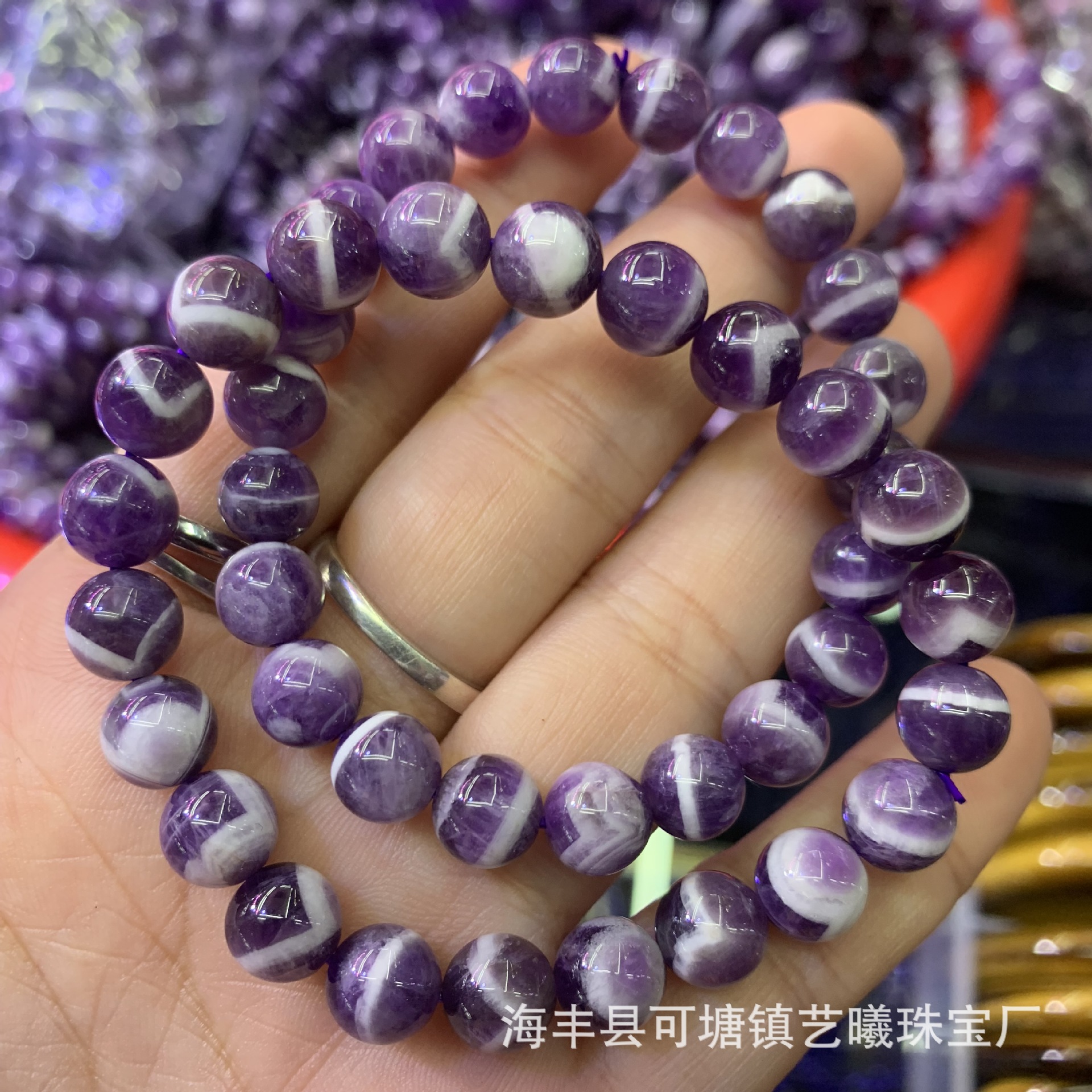 天然梦幻紫水晶单圈手串