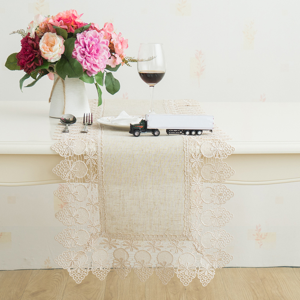 Simple Linen Polyester Linen Solid Color Rectangular Embroidered Tablecloth Boxer Table Runner Coffee Table Cloth Tablecloth