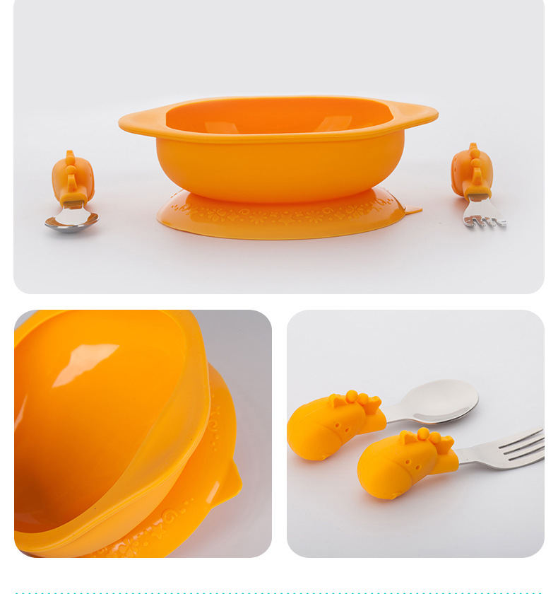 加拿大marcus婴儿宝宝不锈钢餐具叉勺碗套装防摔训练进食