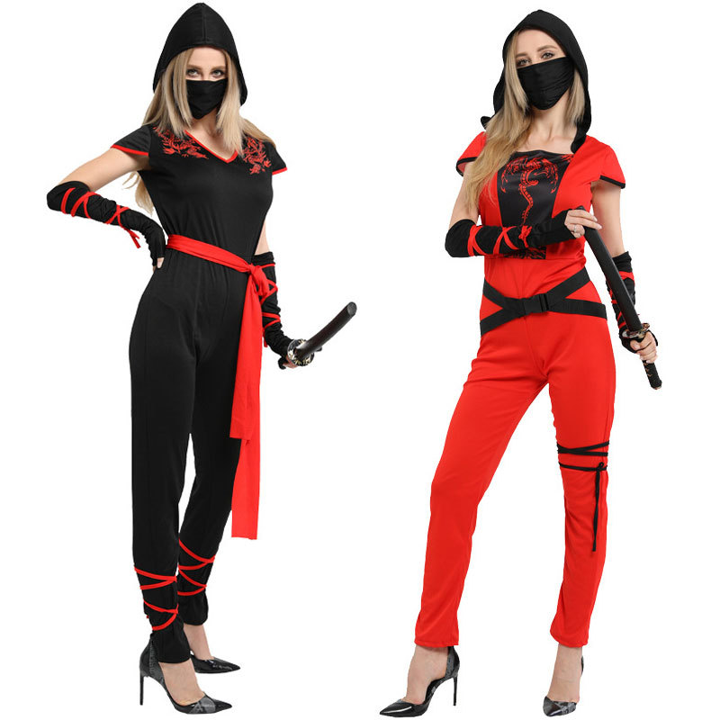 厂家直销万圣节装扮日本忍者男女成年紧身黑色演出表演服武士套装
