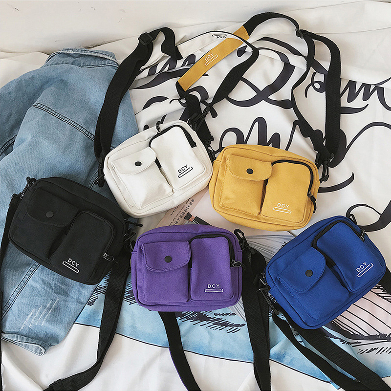 Factory Wholesale Small Bag Female 2019 Korean Style Fashionable Student All-Match Crossbody Canvas Bag Multi-Pocket Personalized Small Bags