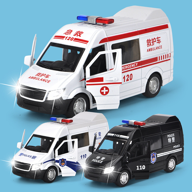 儿童玩具声光合金120救护车模型仿真警车面包车