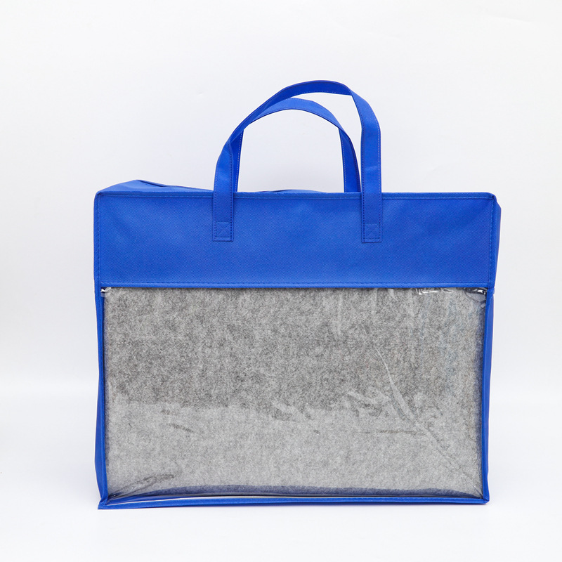 Non-Woven Textile Bag Pvc Zipper Bag Custom Quilt Packaging Bag Bedding Handbag Custom Logo