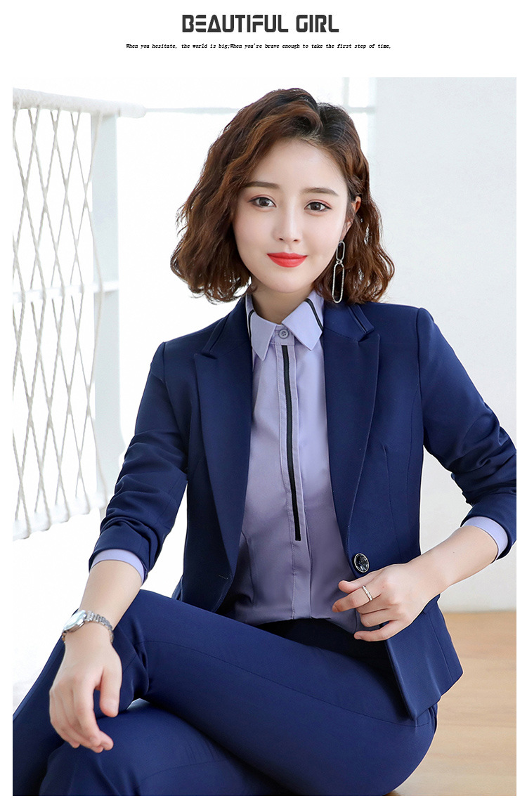 西服套装女2019新款时尚气质前台职业装女装面试正装工作服三件套
