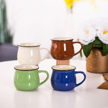 LOGO定制创意陶瓷杯大肚杯子牛奶早餐杯小礼品咖啡杯色釉马克杯