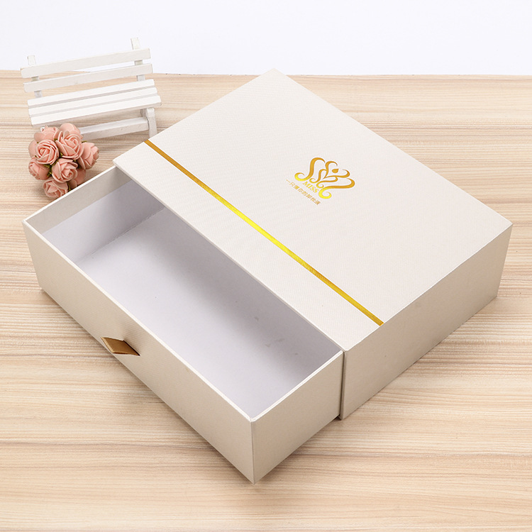 厂家白色硬纸板抽拉盒定做 化妆品卸妆水包装盒 抽屉礼品盒定制