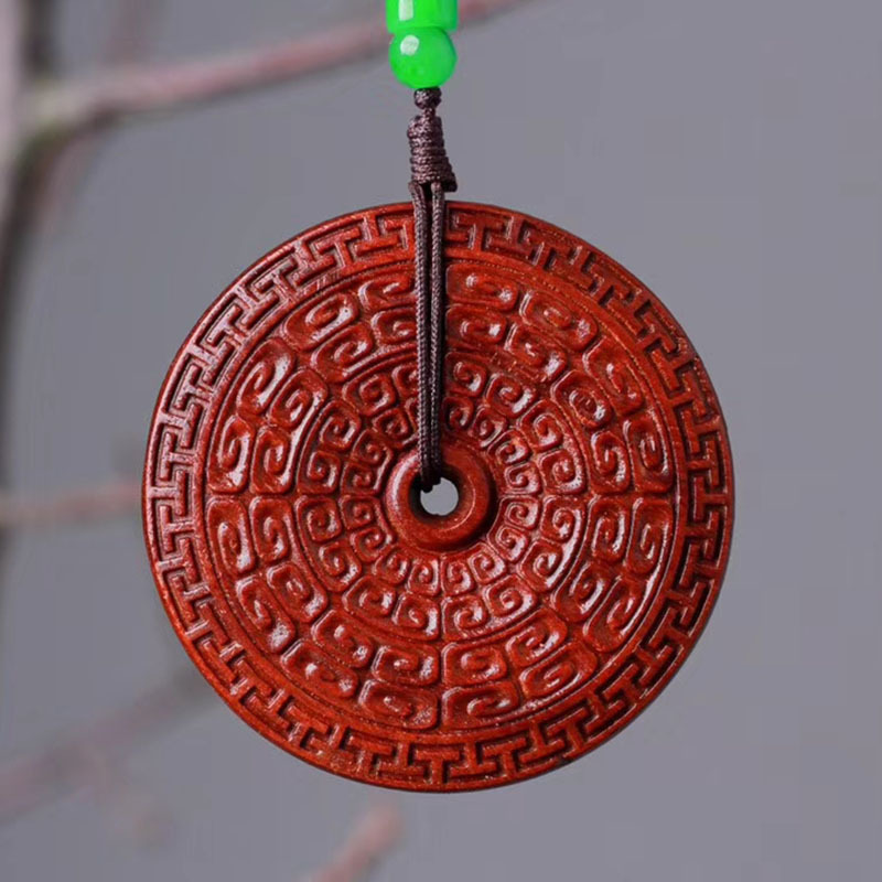 小叶紫檀回形纹项链吊坠 血檀女士毛衣链配饰 文玩面包圈汽车挂饰