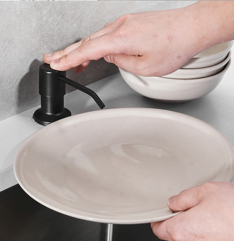 皂液器厨房水槽用洗碗池洗洁精瓶子大容量洗菜盆洗涤剂按压器黑色