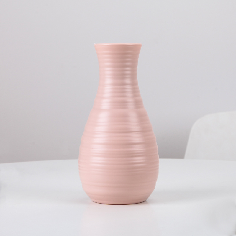 Nordic Color Vase Modern Minimalist Plastic Vase Creative Living Room Decoration Home Imitation Glaze Vase Not Broken