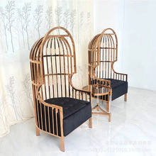 轻奢时尚后现代鸟笼椅不锈钢太空椅美式会所公主椅影楼装饰沙发椅