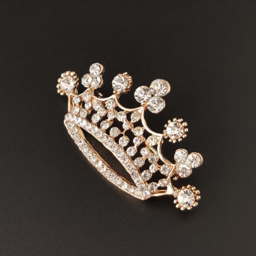 奢华皇冠胸针 镀18k真金 铂金 满钻王冠胸针胸花 百搭气质配饰品