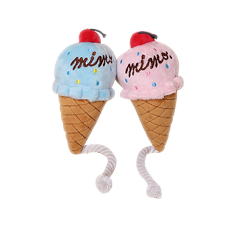 宠物用品 甜筒冰激凌 发声耐咬磨牙玩具 宠物毛绒玩具新款冰淇淋