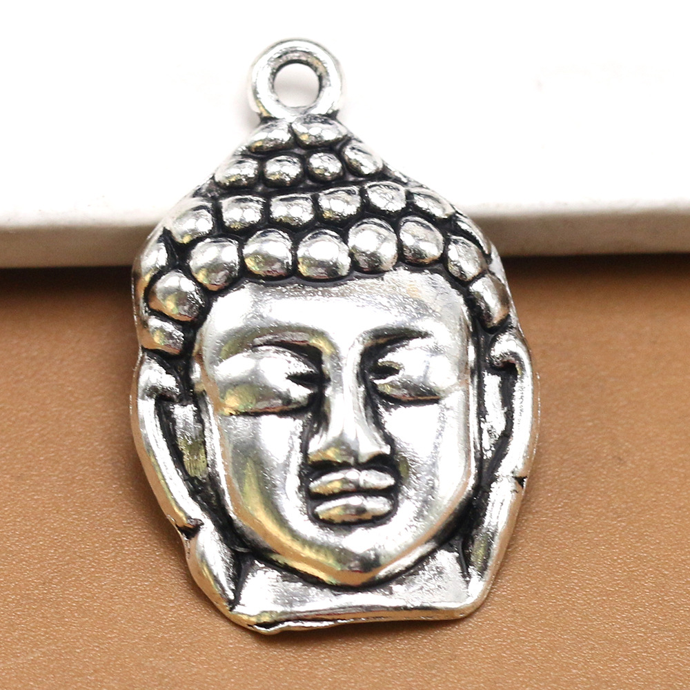 厂家批发 diy手工加工吊坠 古银色大如来佛头头像锌合金配件29*20