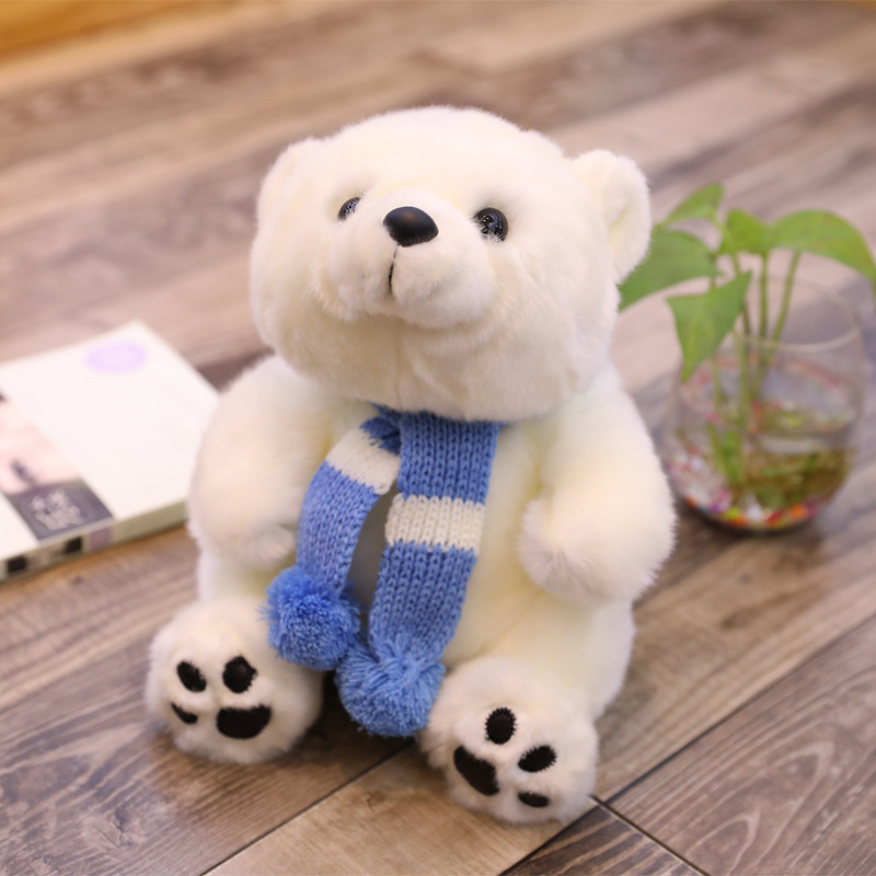 批发可爱围巾北极熊公仔毛绒玩具女生抱抱熊玩偶娃娃生日礼物抱枕