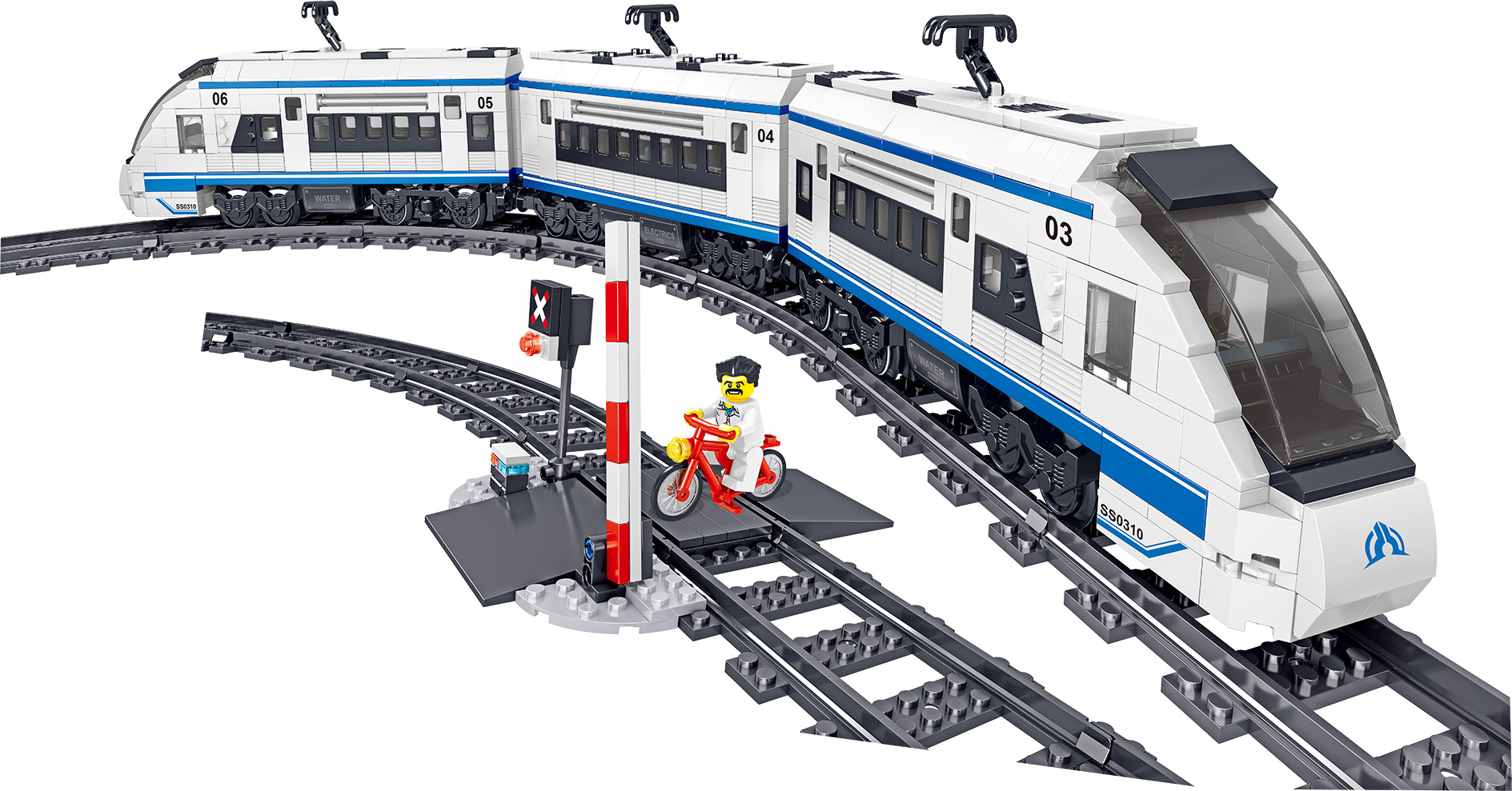 哲高ql0310轨道积木火车系列和谐高速列车儿童益智拼装玩具积木