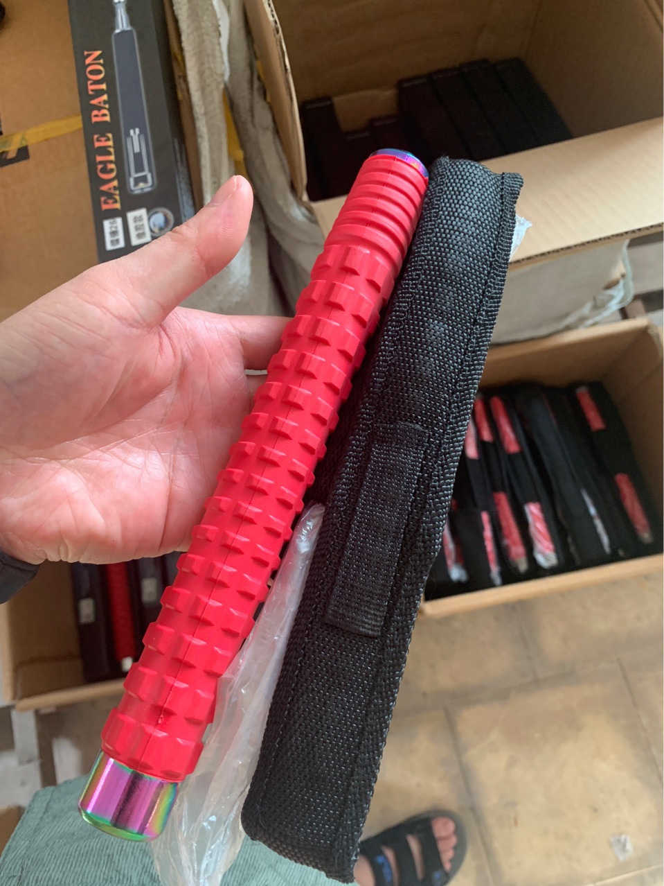 【打弯包退】红色悍马手柄甩棍三节伸缩棍防身武器车载用品甩辊