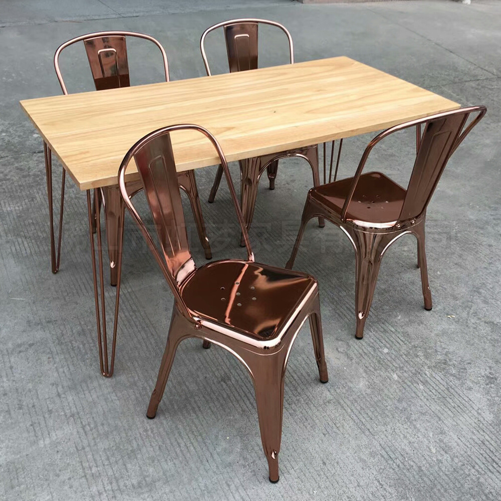 铁皮餐桌椅配套厂家热卖广州连锁餐厅五金桌椅咖啡火锅比萨店桌椅