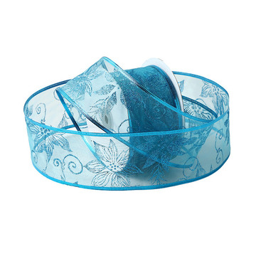 美中跨境热卖闪粉圣诞花圣诞丝带 蝴蝶结缎带圣诞节装饰雪纱带