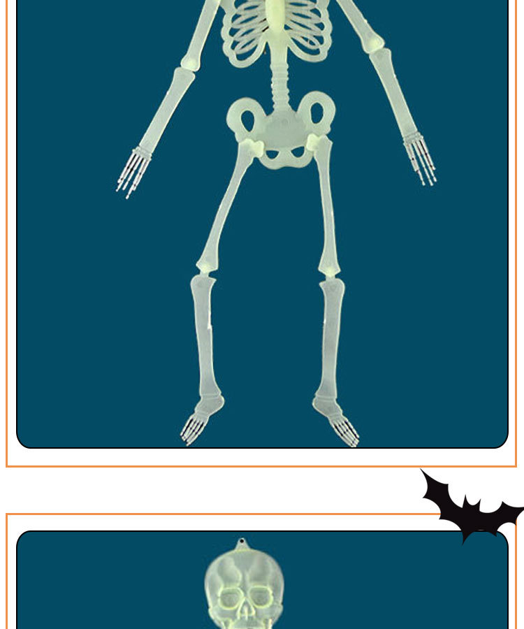 万圣节鬼屋道具鬼节夜光骷髅头骨架模型密室逃脱恐怖装饰挂鬼挂件