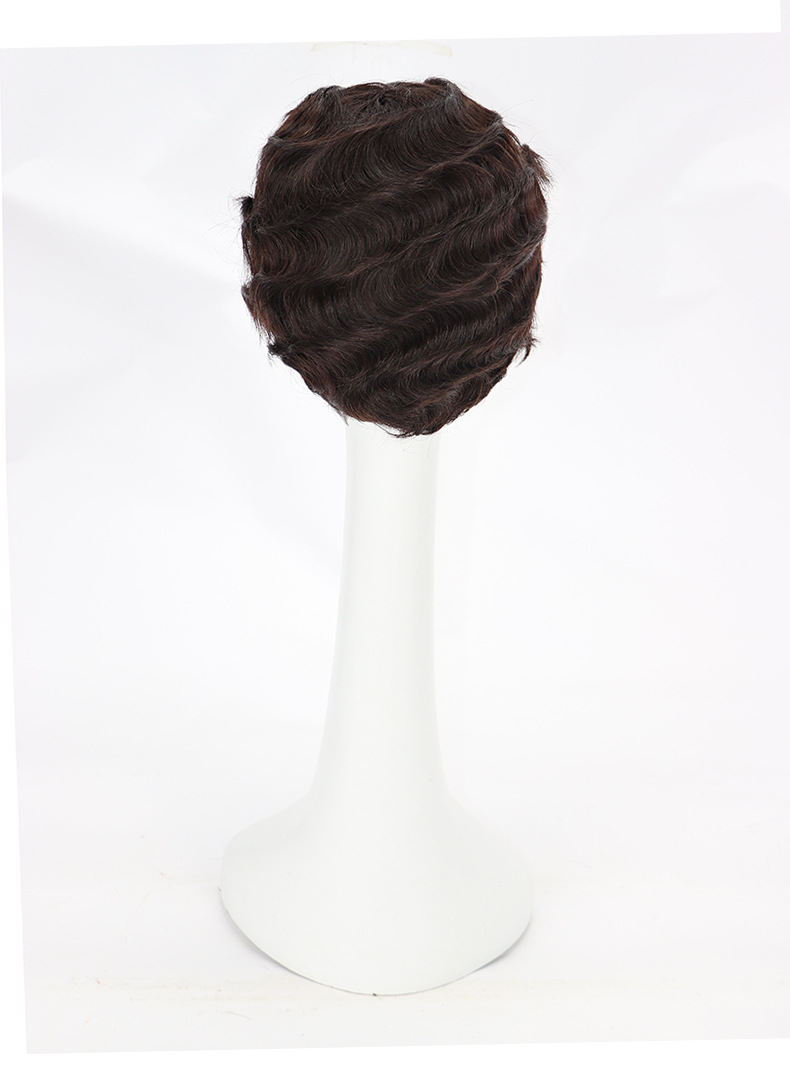 真人发假发上海头复古波浪短卷发怀旧民国旧上海风情旗袍假发头套