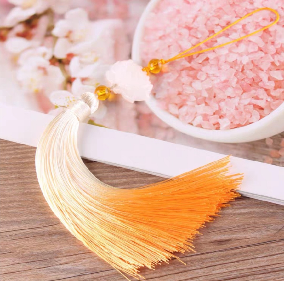 白玉莲花渐变流苏穗 古风汉服旗袍压襟扣挂件 中国结吊坠穗子批发