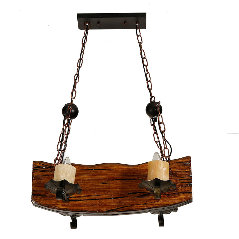 American Retro Distressed Accessories Boat Wooden Chandelier Restaurant Bar Counter Internet Coffee Clothing Store Industrial Style Solid Wood Lamps