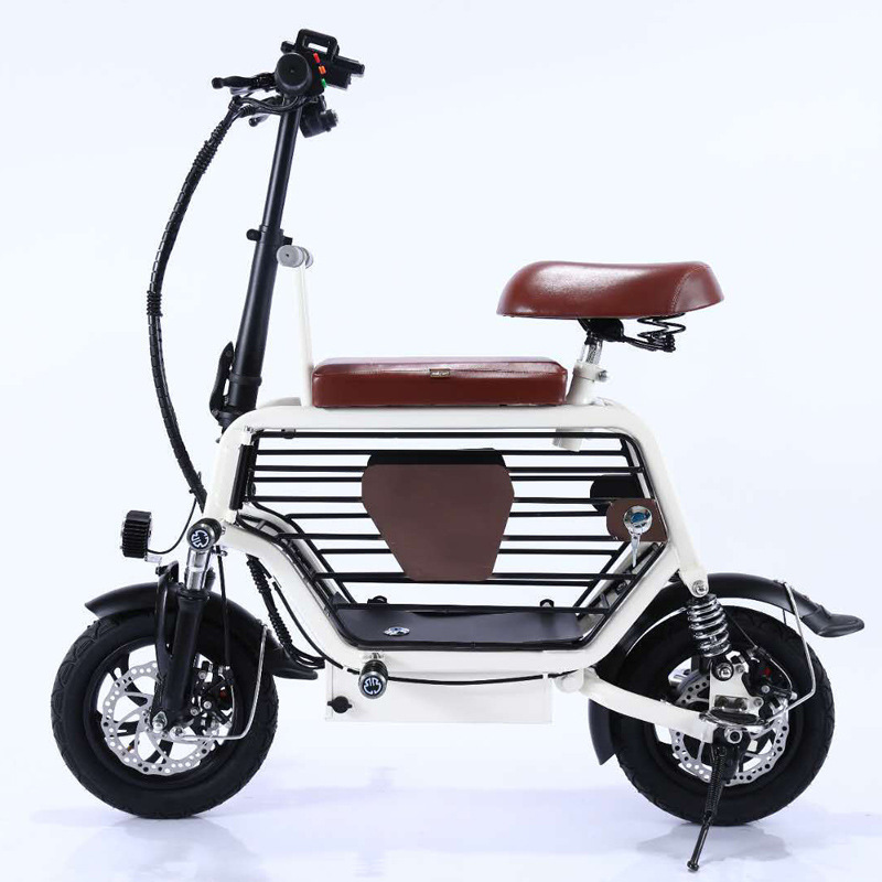 索罗门12寸双人锂电池成人折叠电动车脚踏两轮电瓶车迷你宠物车