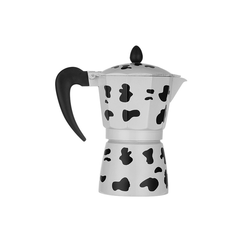 [Ma Yi Coffee] Aluminum Coffee Pot Moka Pot Cow Color Spraying Coffee Pot Italy Electric Coffee Pot