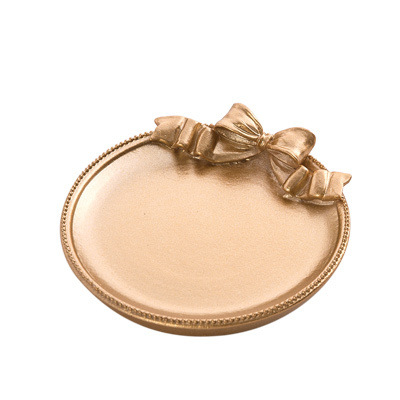 Wholesale Gold and Silver Color Bowknot Resin Tray Small Plate Jewelry Plate Ring Necklace Storage Tray Household Heat Insulation Coaster