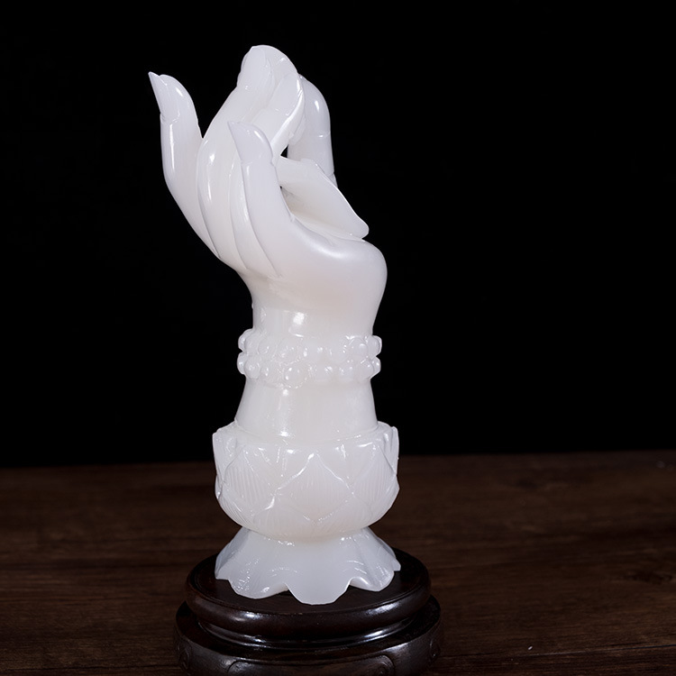 阿富汗玉如意佛手摆件白玉雕刻手持如意家居供奉用品摆饰品