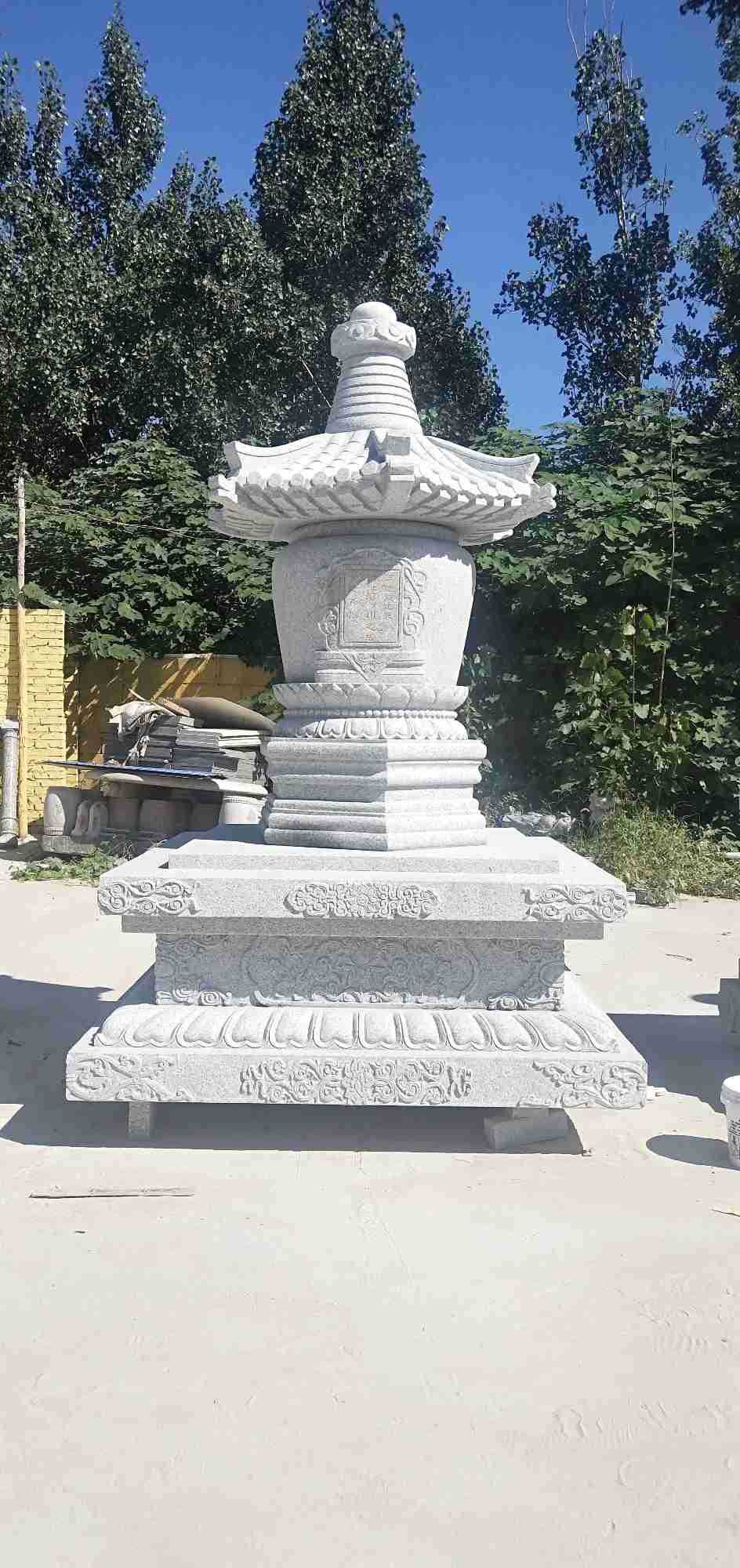 寺庙石雕舍利塔佛塔加工 汉白玉石雕古塔墓塔墓碑建造加工厂家