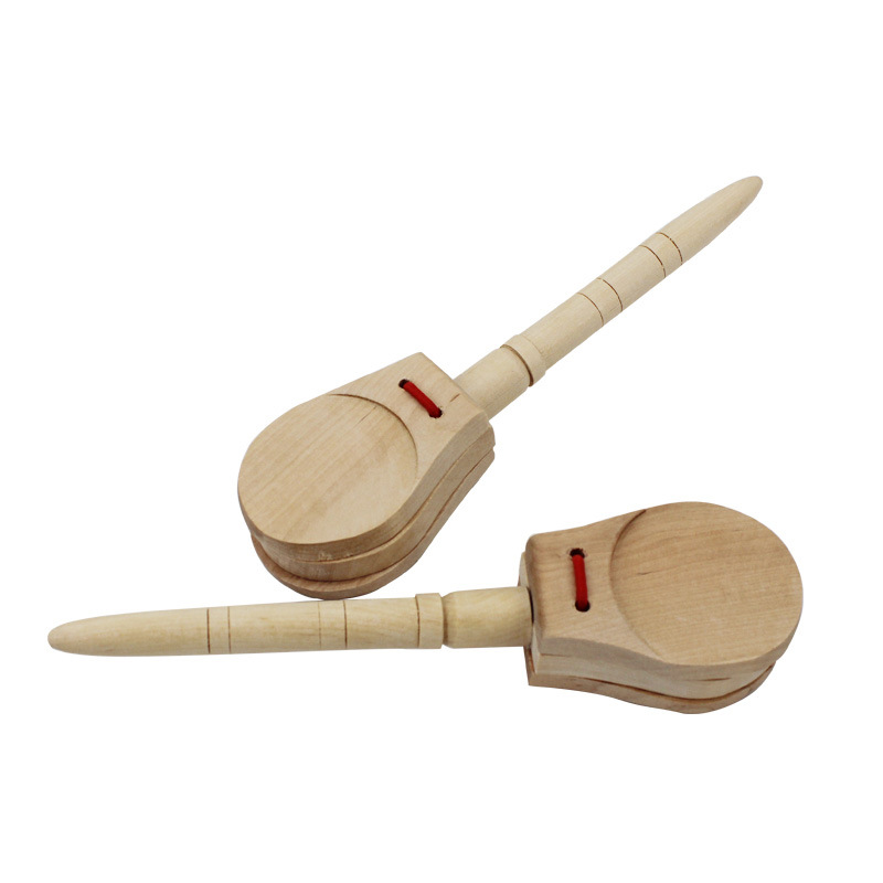 奥尔夫乐器长柄三响板 三响板婴幼儿早教益智玩具手抓三响板