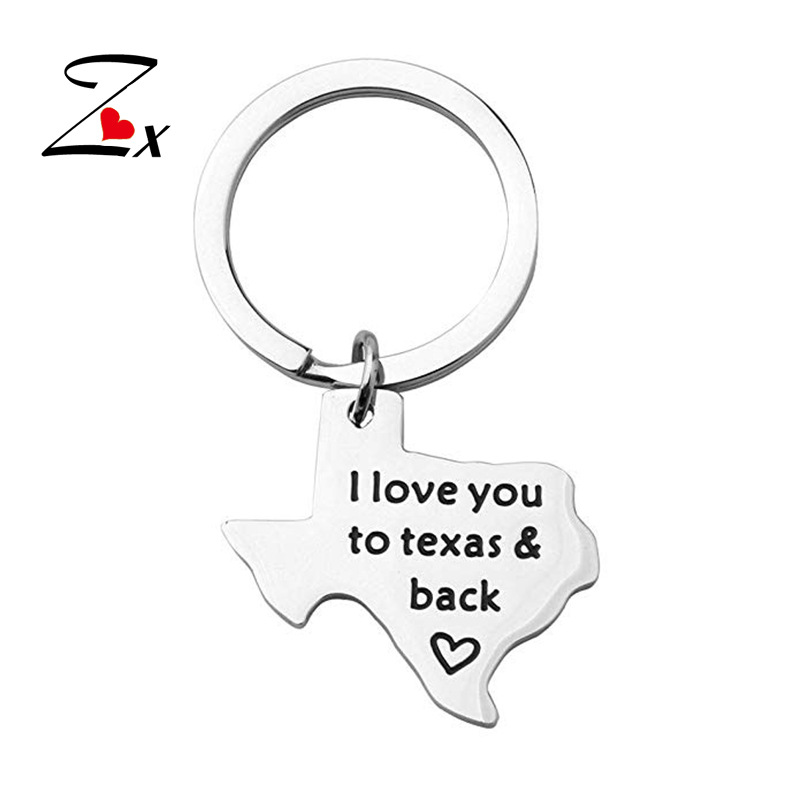 欧美风地图轮廓钥匙扣吊坠 不锈钢美国德州地图钥匙圈挂件-阿里巴巴