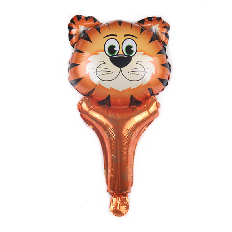 New Cartoon Animal Hand Stick Aluminum Film Balloon Cartoon Tiger Umbrella Rib Racket Come on Thunder Sticks Balloon Wholesale