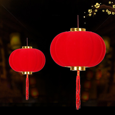 植绒小灯笼室内红灯笼挂饰场景布置盆景盆栽户外阳台结婚喜庆装饰