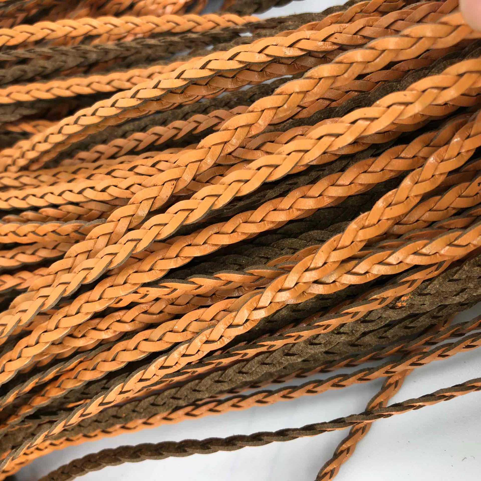 2019 年再生皮康纸扁三股彩色编织绳 环保编织皮绳手现货