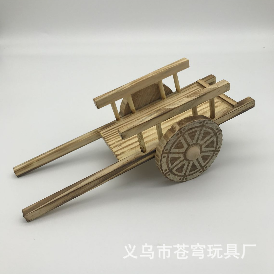 厂家直销木质模型怀旧平板车手推车工艺品摆件纯手工艺迷你农具