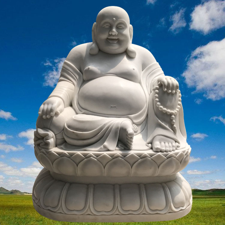 石雕弥勒佛雕像汉白玉石材大肚弥勒笑佛像大理石佛像