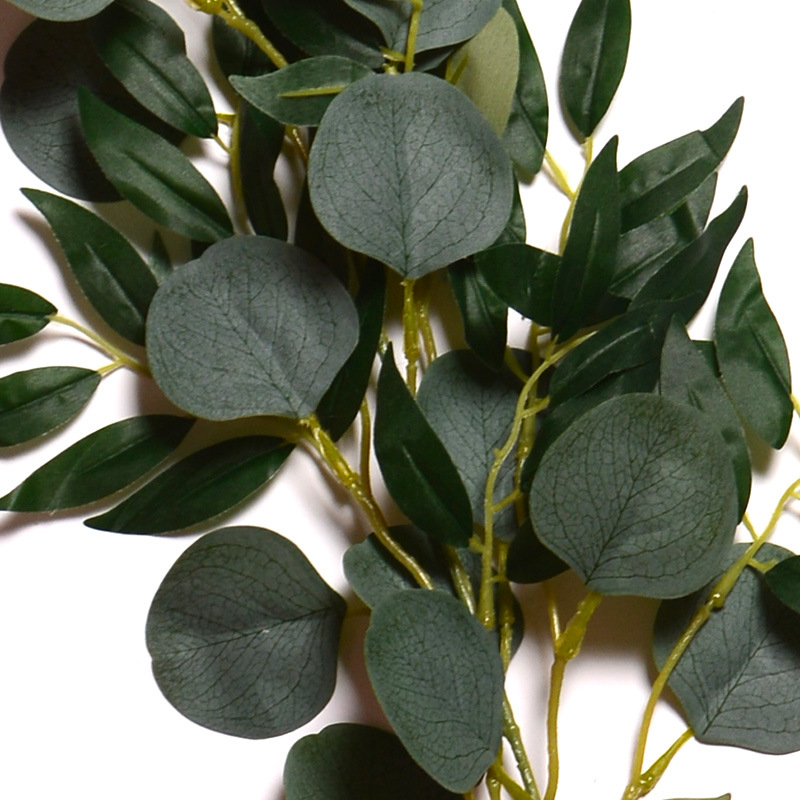 跨境新款圆叶尤加利柳叶藤条桉树叶婚庆人造绿植藤蔓仿真客厅家居